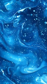 Blue fluid abstract surface shows swirling highlights and dots
