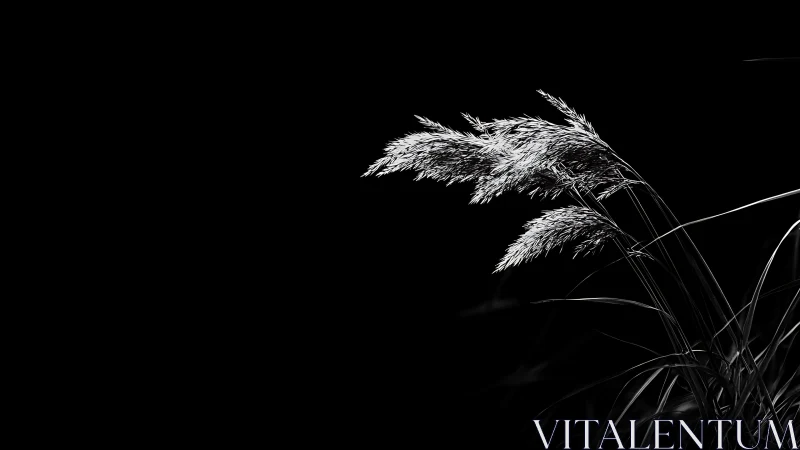 Silver reeds whisper into the void of a midnight horizon.