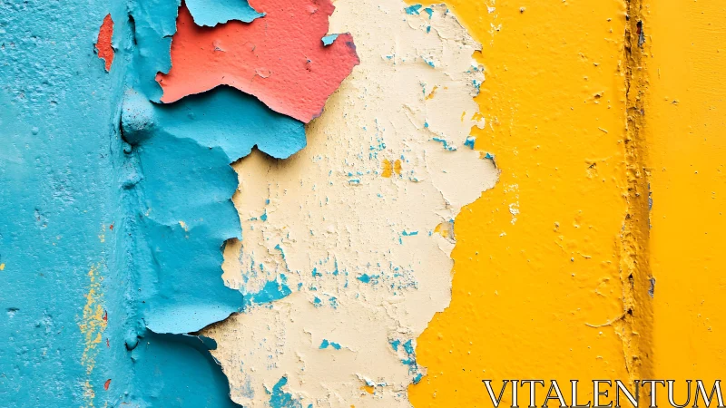Peeling Multicolored Paint on Wall, Abstract Urban Texture Art.