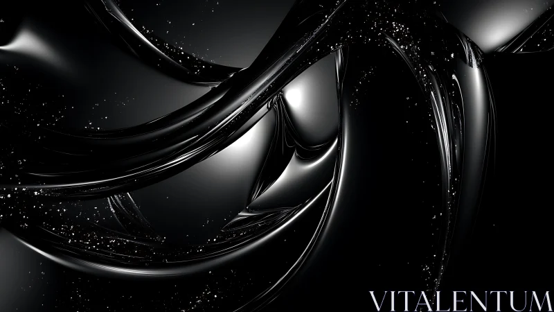 Liquid black chrome arcs twist through starlit darkness.