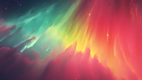 Radiant cosmic aurora over sculpted nebula peaks.