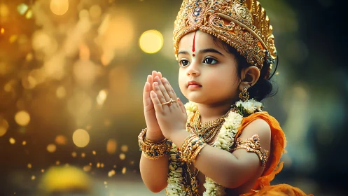 Tiny divine dreamer folds the world into quiet prayer