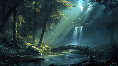 Enchanted Forest Symphony Cascades Where Light Dances
