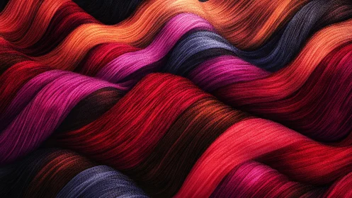 Vibrant flowing fiber waves blend crimson, magenta, and amber
