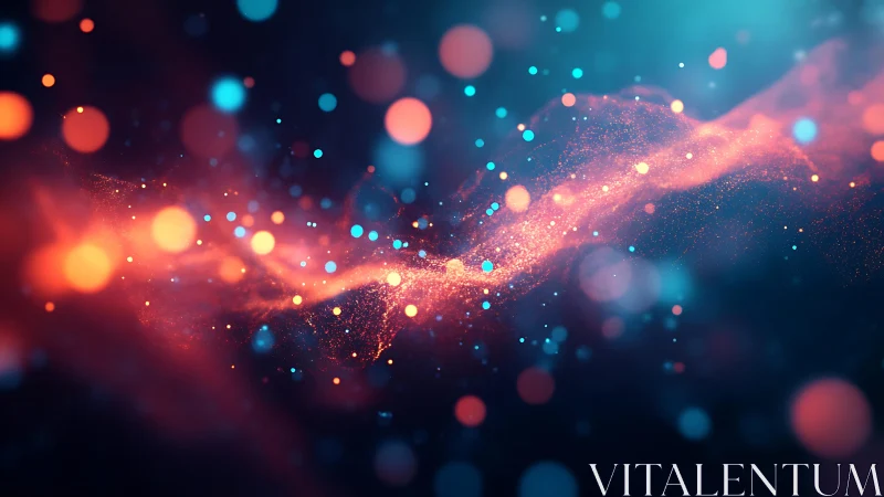 Abstract cosmic light wave with glowing particles in digital art style.