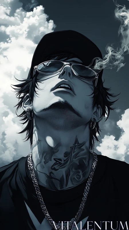 Skyward rebel in inked shadows and slow-burning smoke haze.