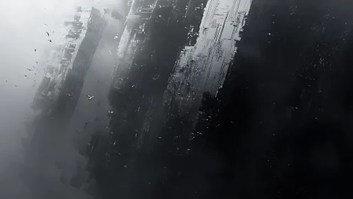 Massive vertical structures in dense atmospheric haze.