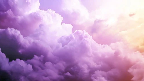 Iridescent violet cloudscape under diffused sunset glow.