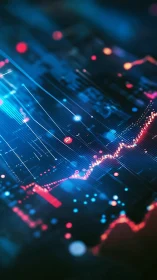 Digital financial chart data with abstract neon grid lines.