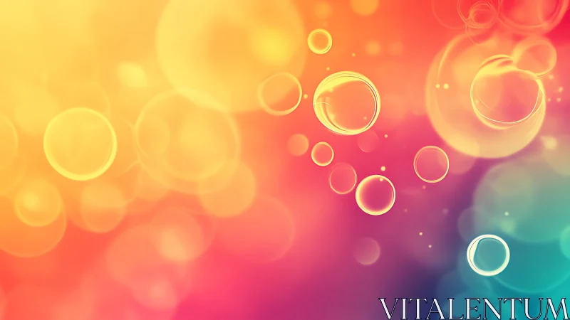 Defocused translucent bubbles overlay warm multicolor gradient field