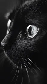 Black Cat Close-Up with Luminous Eye