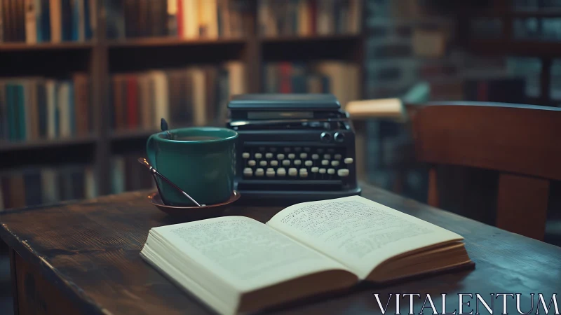 Midnight pages confer with coffee and a waiting typewriter