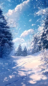 Radiant alpine snowfield under volumetric winter cloudscape.