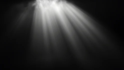 Directional volumetric light rays in dark atmospheric void.