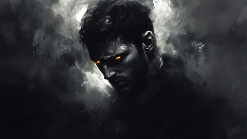 Midnight thoughts spark molten light behind haunted eyes