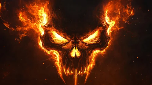 Infernal ember skull grins from a storm of molten shadow.