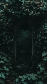 Whispering ivy gate into a shadow-soaked forest hush.
