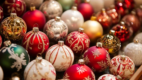 Optically dense array of reflective glitter Christmas spheres.