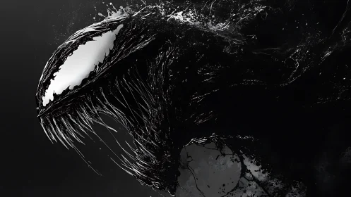 Sinister black creature lunges forward in swirling darkness