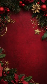 Red textured Christmas background frames with gold festive decor