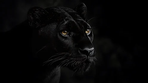 Golden-Eyed Panther Emerges from Darkness.