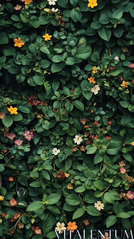 Layered Flower Bed With Yellow and Pink Blooms.