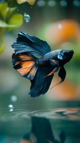 Photorealistic macro study of betta fish hydrodynamics.