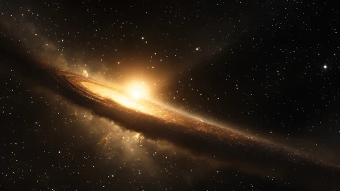 Spiral galaxy disk illuminated by central glowing star