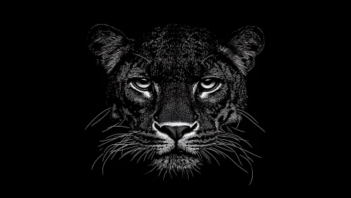 Frontal Lion Head Study in Black and White