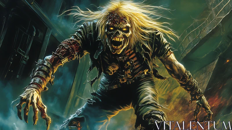 Ragged revenant lunges from neon fog with molten eyes blazing