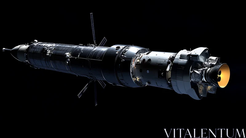 Modular orbital spacecraft rendered with high-spec lighting detail.