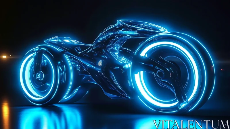 Neon light cycle glows boldly in a sleek futuristic world