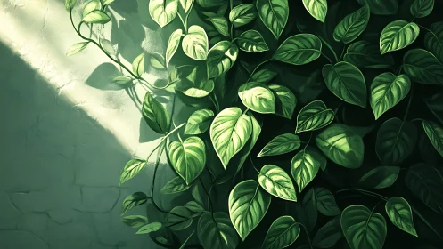Sunlit trailing leaves dancing gently across cool walls.