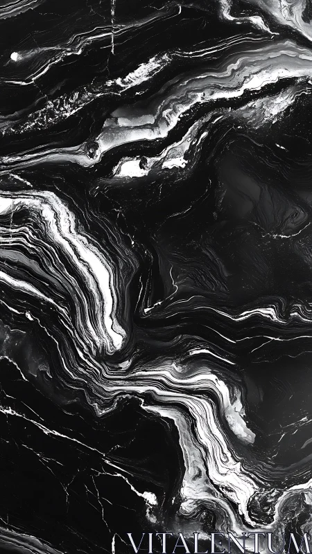 Midnight marble rivers swirl through monochrome cosmoscape.