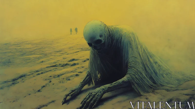 Crawling dune wraith under toxic yellow sky of silence.