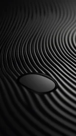 Ebony waves enveloping glossy oval void in shadowed field.