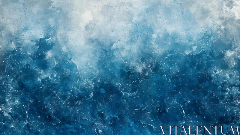 Abstract ocean-inspired blue textured painting in modern style.