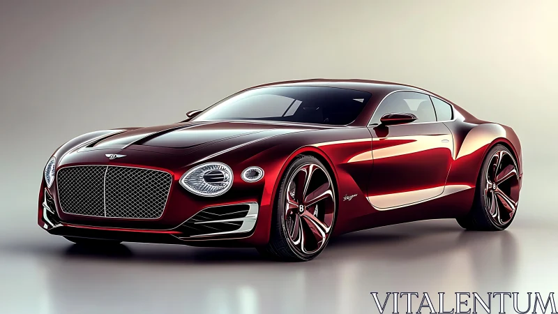 Crimson luxury coupe basking in soft studio light magic.