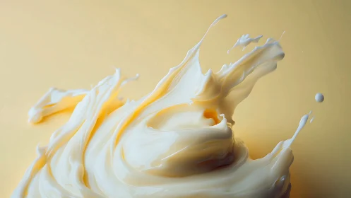 Luscious cream splash curls upward in a soft golden glow