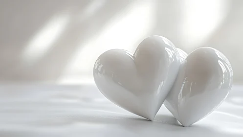 Two Luminescent Hearts Embrace in Radiant Minimalism
