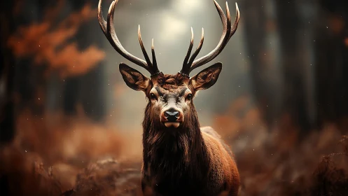 Cervid portrait isolates sharp antler detail in shallow bokeh field
