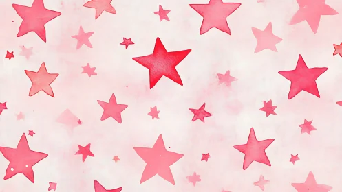 Playful pink starry drift across a daydream-bright sky.