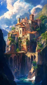 Clifftop Mediterranean city rises above deep coastal gorge