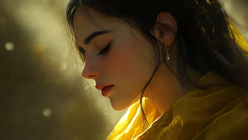 Backlit feminine profile rendered with soft volumetric lighting realism