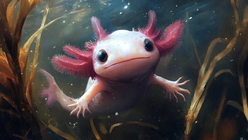 Semi-realistic axolotl rendered with soft subsurface scattering