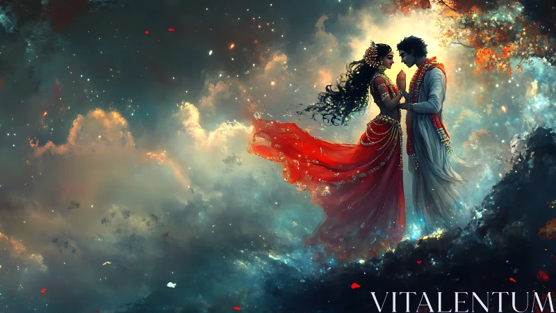 Figures in Atmospheric Haze with Luminous Backdrop.