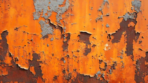 Weathered orange rusted metal texture with peeling paint detail.