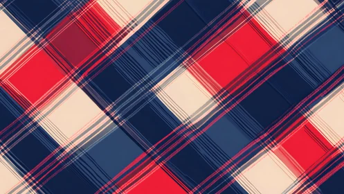 Cozy navy and red tartan pattern with playful diagonals.