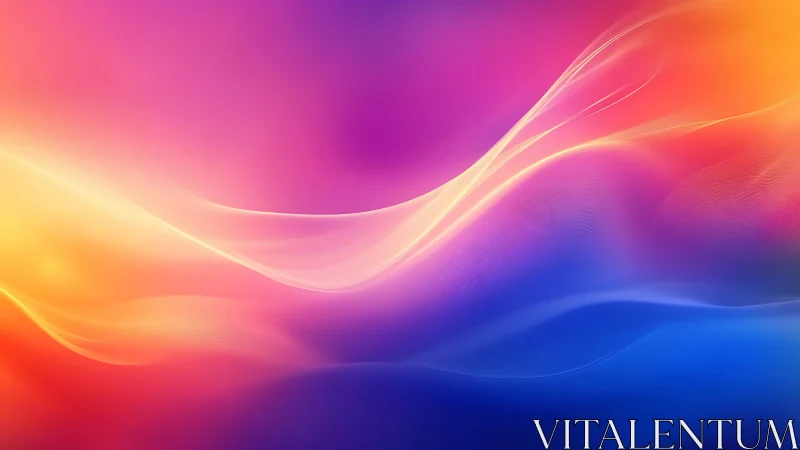 Abstract gradient waves blend warm and cool color fields