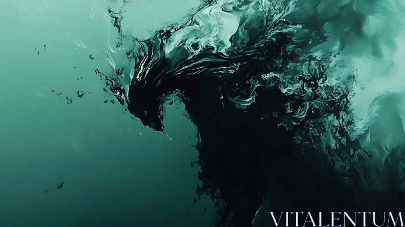 Dark teal fluid swirl forming abstract bird silhouette.